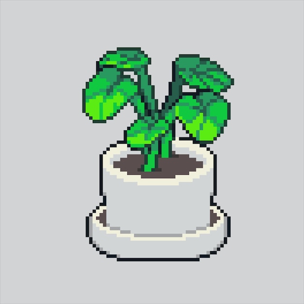 Ilustración de arte de píxeles Planta de mesa Planta de olla pixelada Planta de tina de mesa Plante de olla pixelado para el arte de píxel