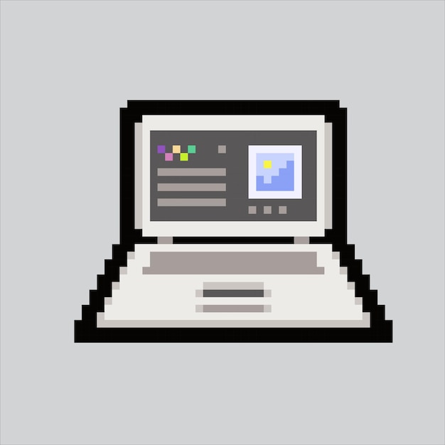 Vector ilustración de arte de píxeles portátil cuaderno pixelado icono de computadora portátil clásico pixelado para juego