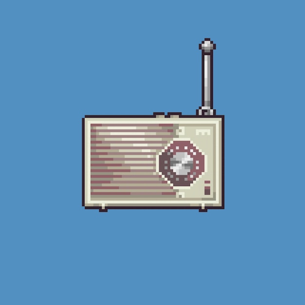 Ilustración de arte de píxeles de radio vectorial editable para el desarrollo de juegos, gráfico de activos web de activos de juegos