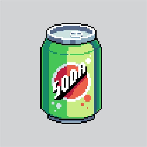 Ilustración de arte de píxeles de refresco enlatado de refrescos enlatada de refresques enlatado icono pixelado para el píxel a