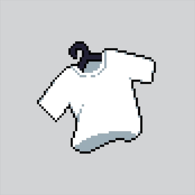 Ilustración de arte en píxeles Ropa colgada Camiseta colgada pixelada Icono de camisa con ropa colgada pixelado