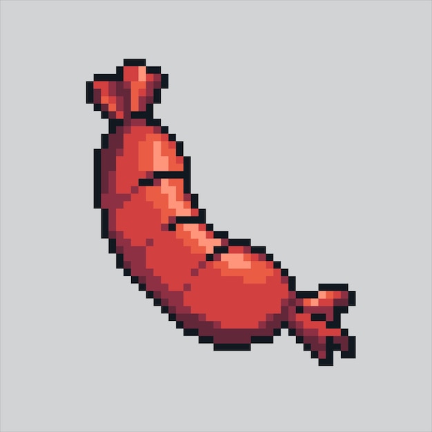 Ilustración de arte de píxeles Salchicha pixelada Salchicha carne de res pixelada para el juego de arte de pixel y