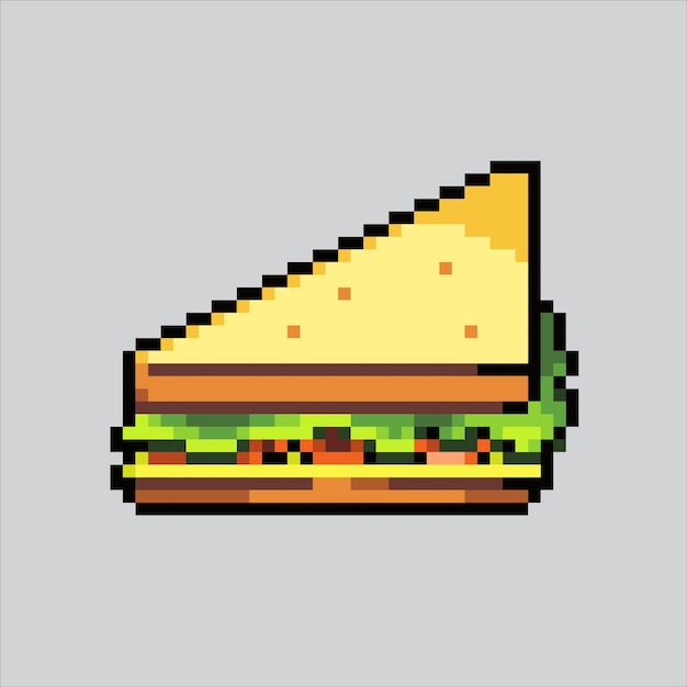 Ilustración de arte de píxeles Sándwich Sándwich pixelado Icono de comida sándwich pixelado para el arte de píxeles