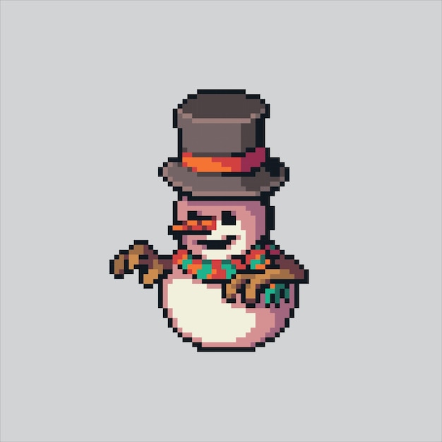 Ilustración de arte de píxeles snowman pixelado snowman snowman pixelado para el juego de arte de píxeles e icono