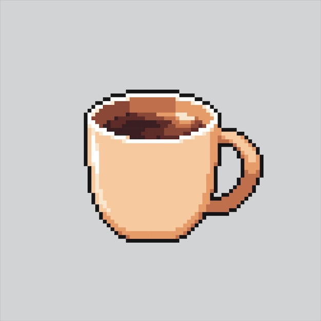 Ilustración de arte de píxeles taza taza pixelada bebida de té de café taza pixelada para el juego de arte de pixel