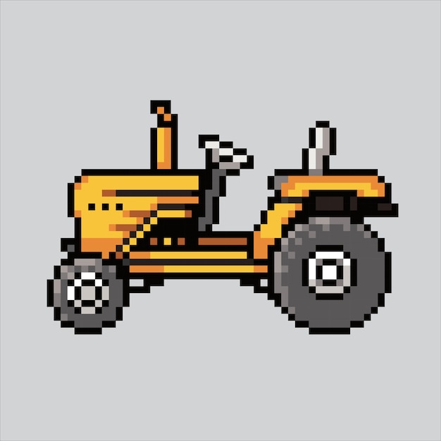 Ilustración de arte de píxeles Tractor Tractor pixelado Icono de granja de máquinas tractores pixelado para el juego