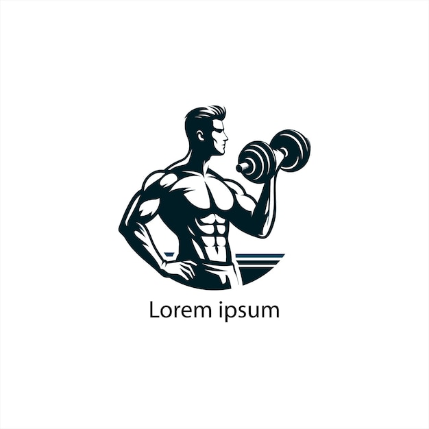 Ilustración de arte de plantilla de fitness con logotipo de gimnasio vectorial silueta de hombre y mujer aislada