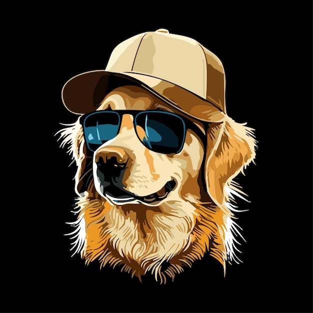 Ilustración de arte pop de cabeza de golden retriever ilustración de perro colorido lindo