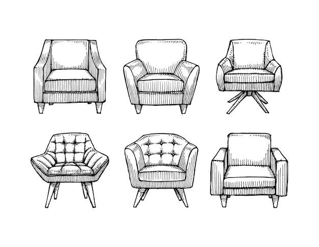 Ilustración de arte del vector de conjunto de sofá individual