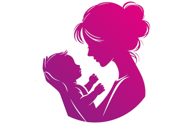 Ilustración de arte de Vector de Mamá y Bebé