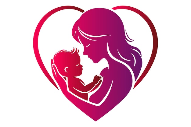 Ilustración de arte de Vector de Mamá y Bebé