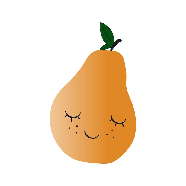 Ilustración de arte de vector de pera de dibujos animados aislado sobre fondo blanco