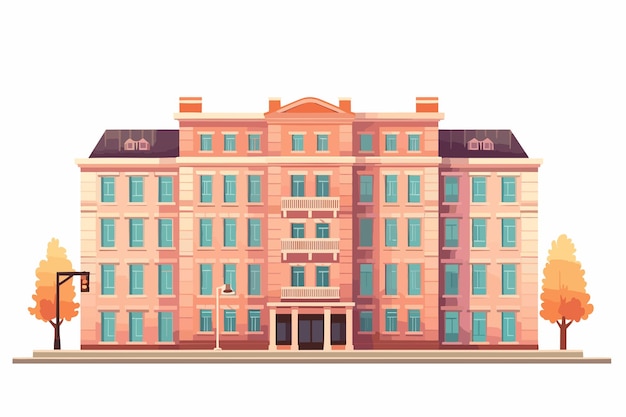 Ilustración de arte de vector plano de edificios de ciudad plana