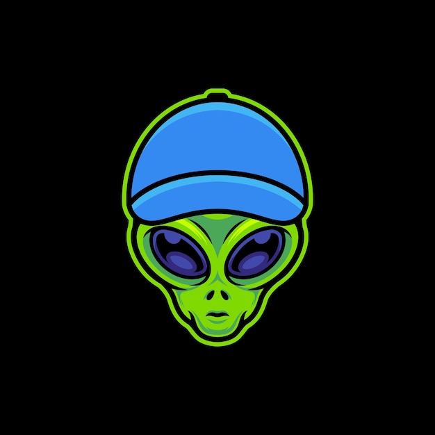 Vector ilustración de arte vectorial de alien con sombrero en un fondo aislado