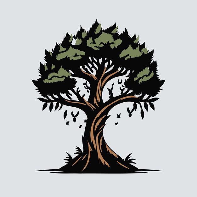 Vector ilustración de arte vectorial de árbol de estilo de dibujos animados en objeto aislado