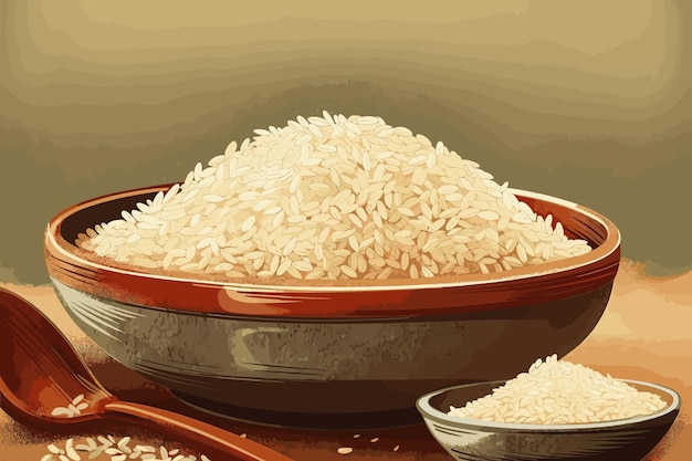 Vector ilustración de arte vectorial arroz pintura patrón de fondo diseño comida café aislado arte vintage