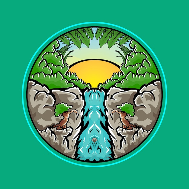 Ilustración de arte vectorial de bosque tropical lista para imprimir