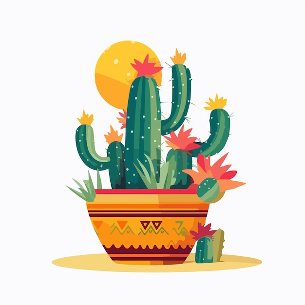 Ilustración de arte vectorial de cactus Cinco De Mayo México