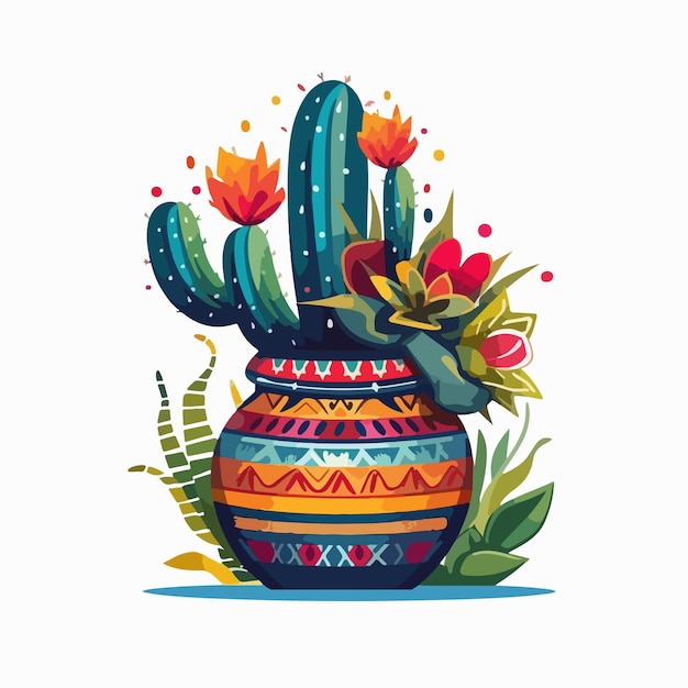 Ilustración de arte vectorial de cactus Cinco De Mayo México