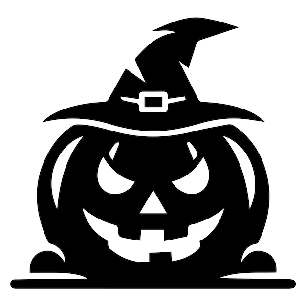 Ilustración de arte vectorial de calabaza de Halloween silueta en blanco y negro