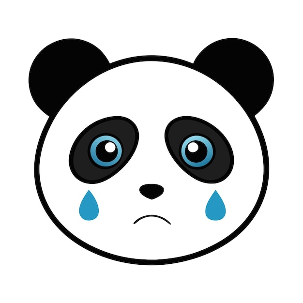 Ilustración de arte vectorial de la cara de la cabeza de panda llorando