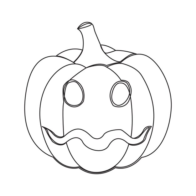 Ilustración de arte vectorial de cara de halloween de calabaza de una sola línea
