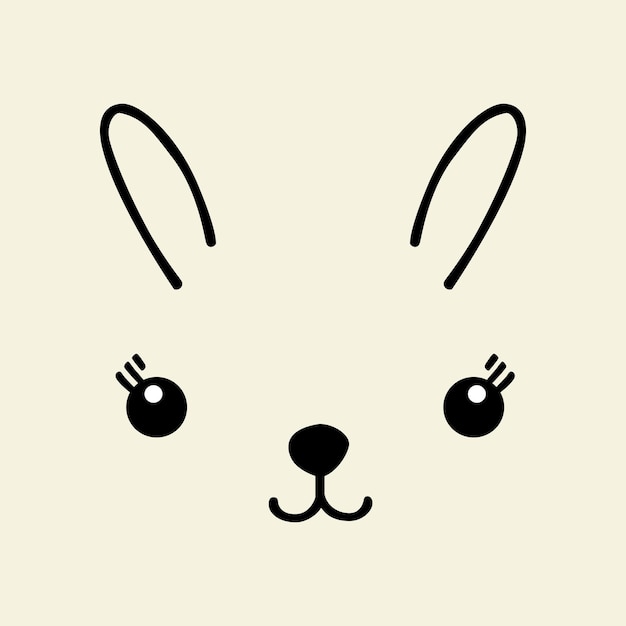 Ilustración de arte vectorial de cara de mascota de dibujo a mano aislada sobre fondo blanco roto.