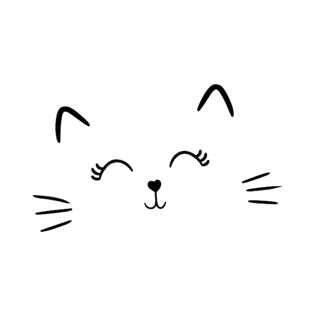 Ilustración de arte vectorial de cara de mascota de dibujo a mano aislada sobre fondo blanco