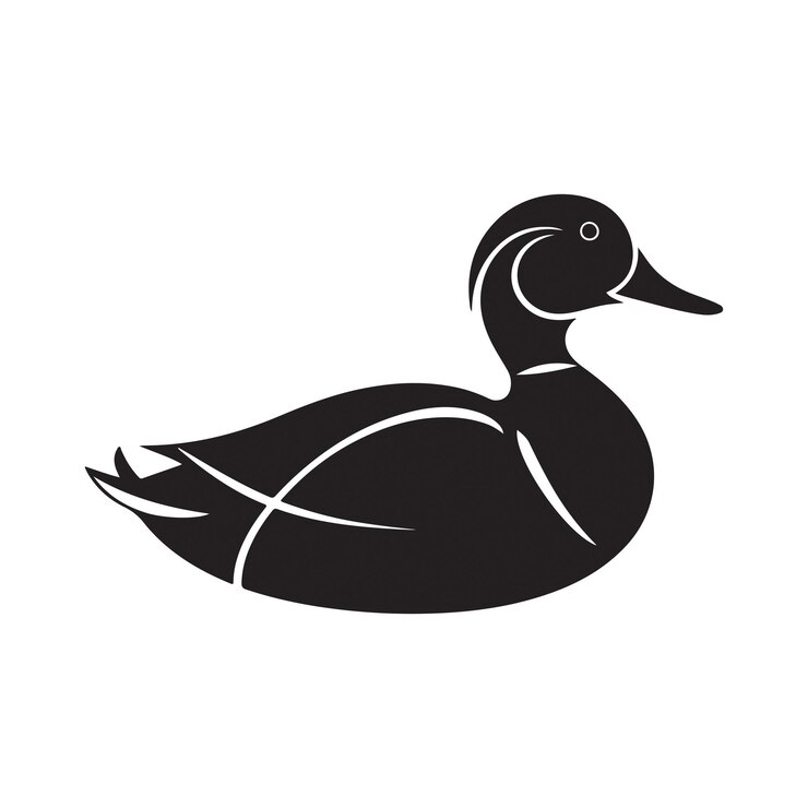 Ilustración de arte vectorial en color negro con silueta de pato