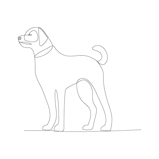 Ilustración de arte vectorial continua de una línea de dibujos de perros y animales de compañía