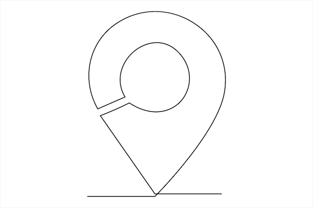 Ilustración de arte vectorial continua de una línea de punto y ubicación del mapa de Google