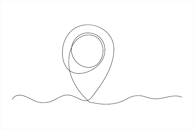 Ilustración de arte vectorial continua de una línea de punto y ubicación del mapa de Google