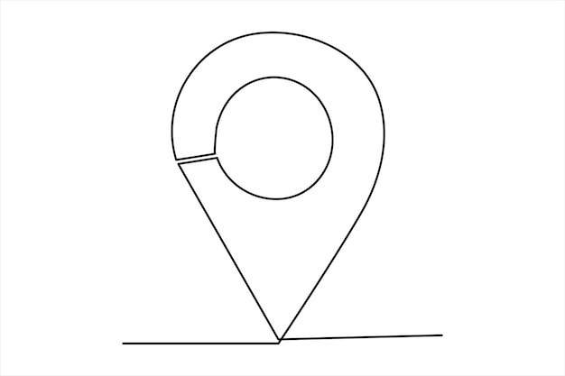 Ilustración de arte vectorial continua de una línea de punto y ubicación del mapa de Google