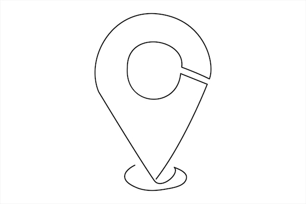 Ilustración de arte vectorial continua de una línea de punto y ubicación del mapa de Google