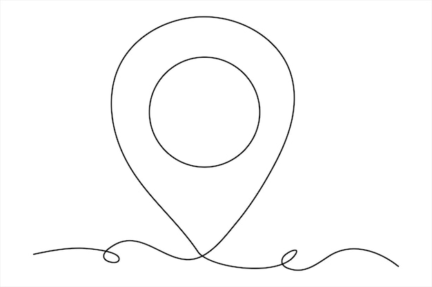 Ilustración de arte vectorial continua de una línea de punto y ubicación del mapa de Google