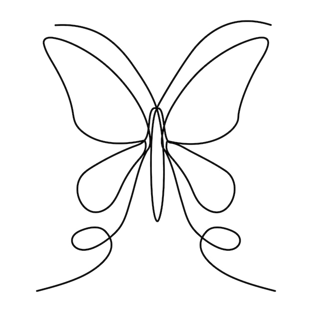 Ilustración de arte vectorial continuo de una línea de mariposa y arte minimal