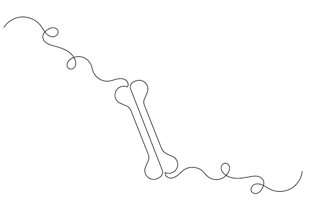 Ilustración de arte vectorial de contorno aislado de hueso de perro en una línea continua