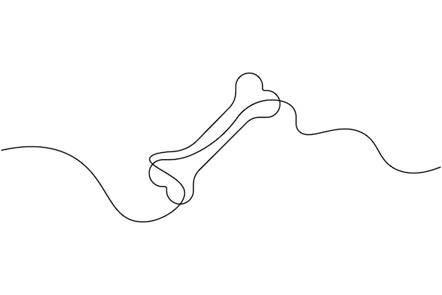 Ilustración de arte vectorial de contorno aislado de hueso de perro en una línea continua