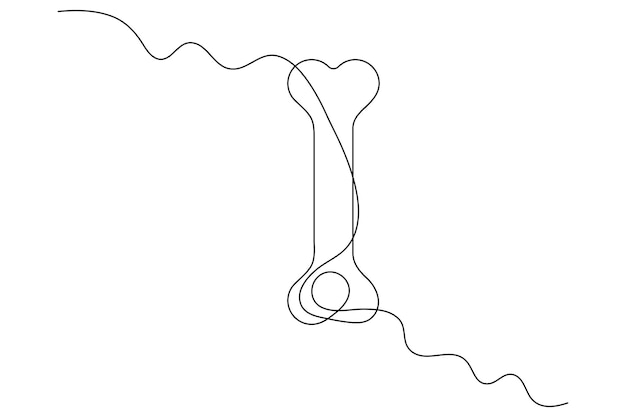 Ilustración de arte vectorial de contorno aislado de hueso de perro en una línea continua