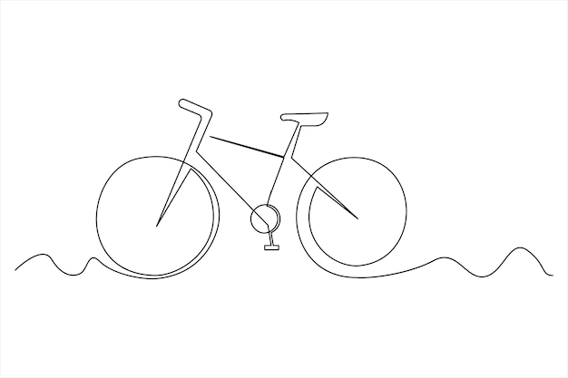Ilustración de arte vectorial de contorno de bicicleta de una línea continua