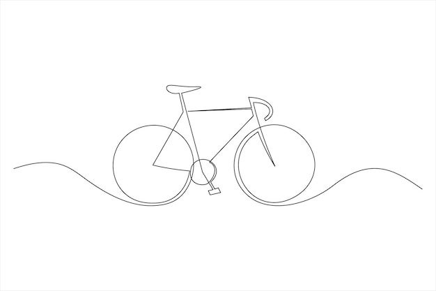 Ilustración de arte vectorial de contorno de bicicleta de una línea continua