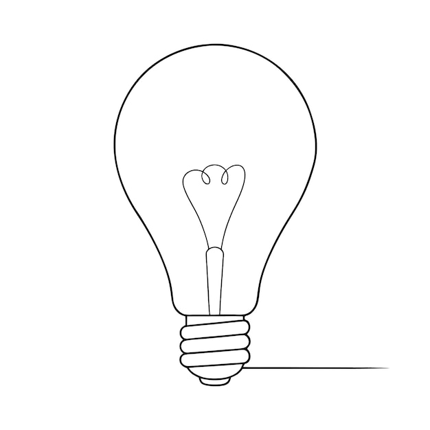 Ilustración de arte vectorial del contorno de la bombilla Icono de arte de línea continua