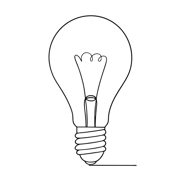 Ilustración de arte vectorial del contorno de la bombilla Icono de arte de línea continua