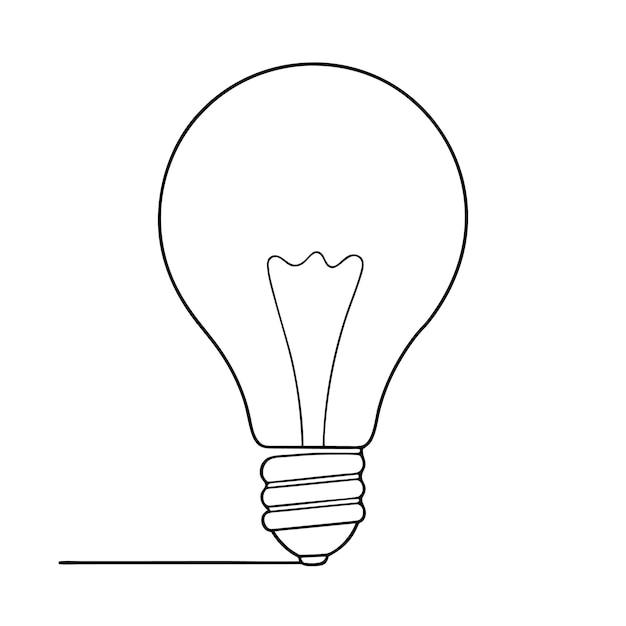 Ilustración de arte vectorial del contorno de la bombilla Icono de arte de línea continua