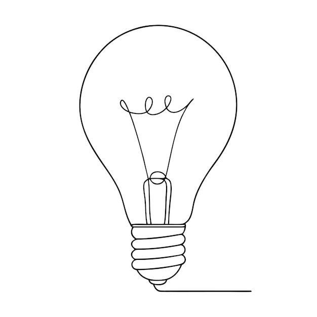 Ilustración de arte vectorial del contorno de la bombilla Icono de arte de línea continua