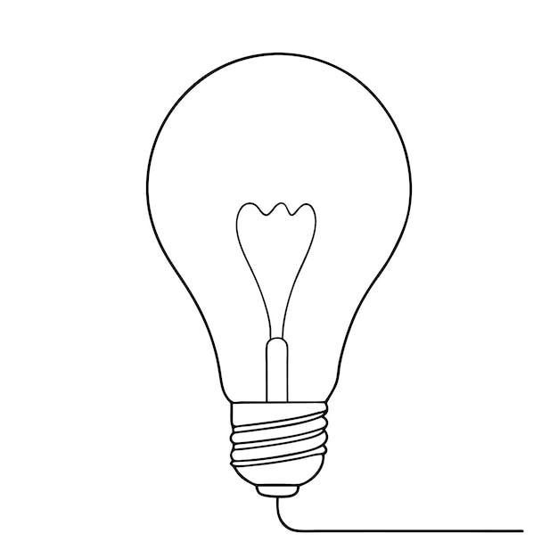 Ilustración de arte vectorial del contorno de la bombilla Icono de arte de línea continua