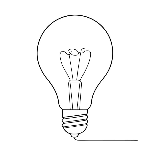 Ilustración de arte vectorial del contorno de la bombilla Icono de arte de línea continua