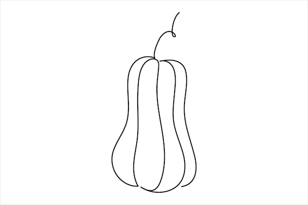 Ilustración de arte vectorial de contorno de calabaza con una línea continua