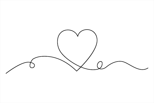 Ilustración de arte vectorial de contorno de corazón de una línea continua