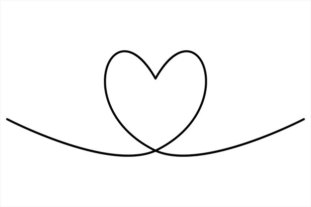 Ilustración de arte vectorial de contorno de corazón de una línea continua